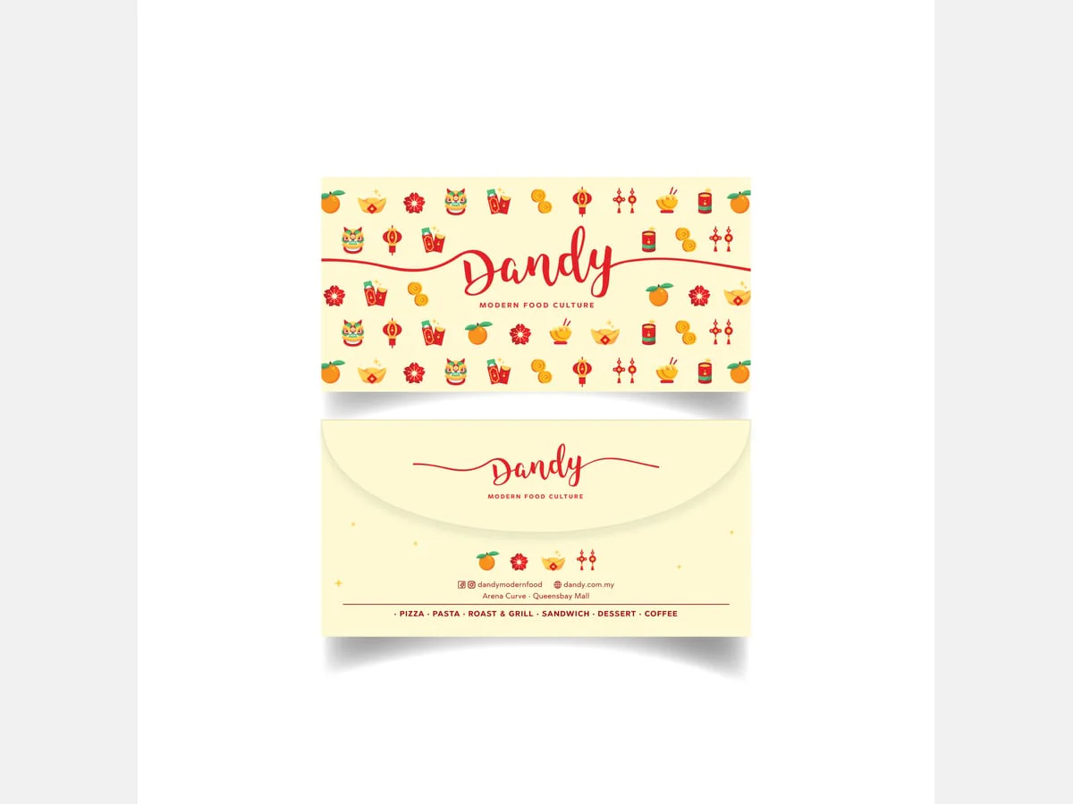 Dandy festive money packet client presentation mockup