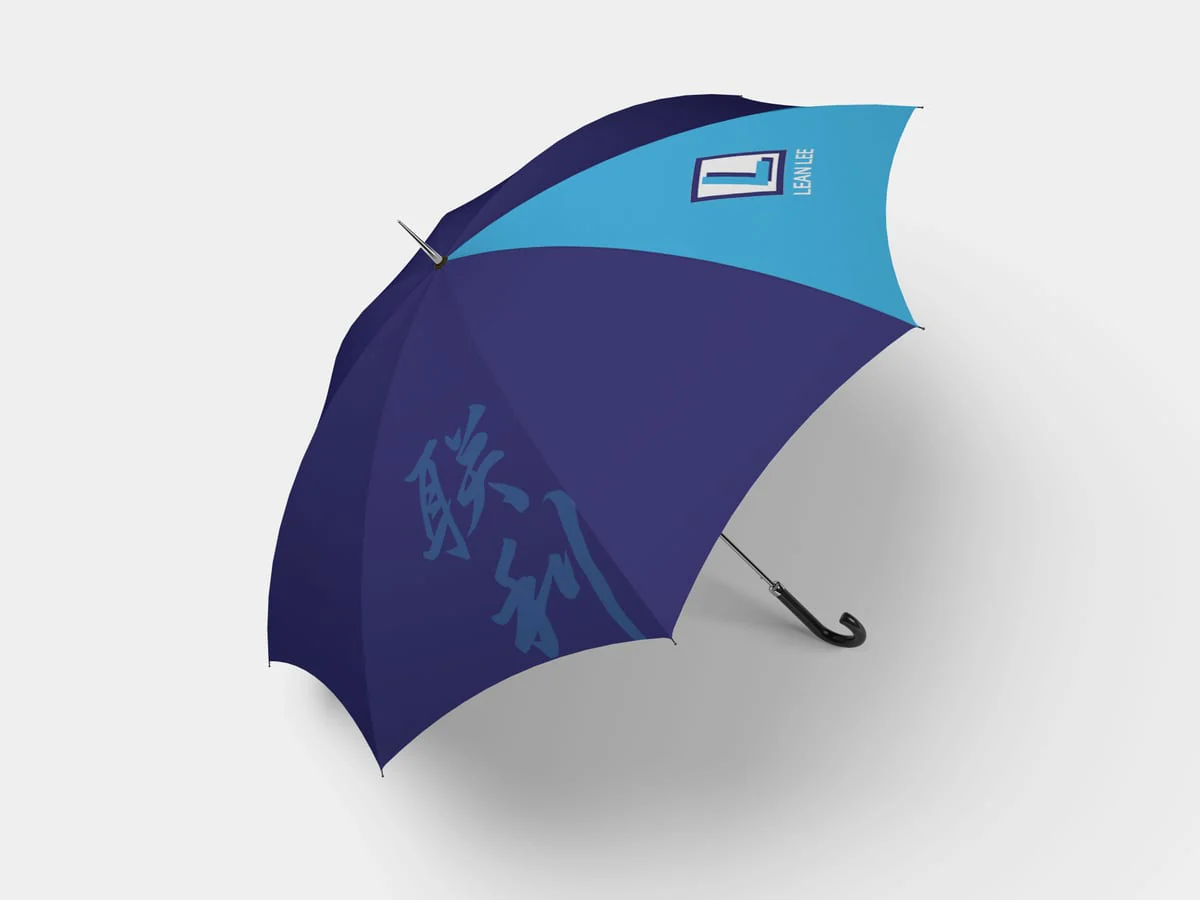 Lean Lee branded umbrella panel and logo placement artwork prepared by Jprint Studio