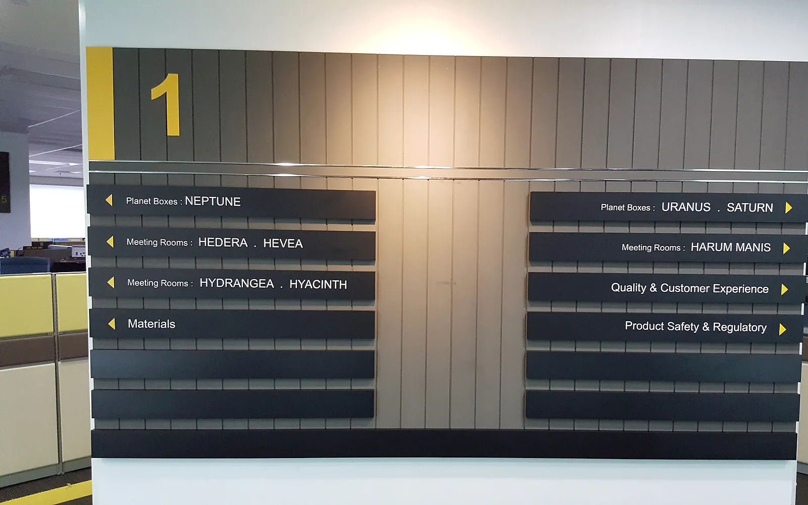 Custom office wayfinding directory fabricated and installed by Jprint Studio