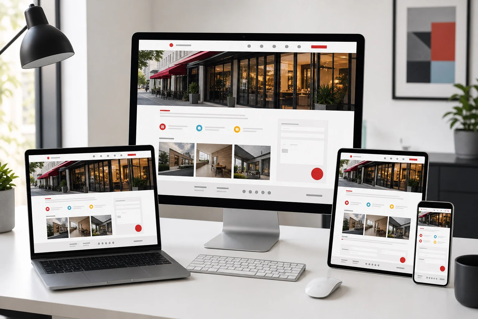 Business website displayed across responsive devices