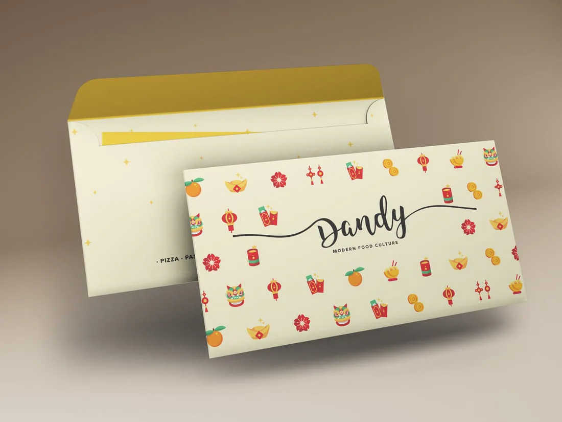 Festive money packet design presented as a finished set