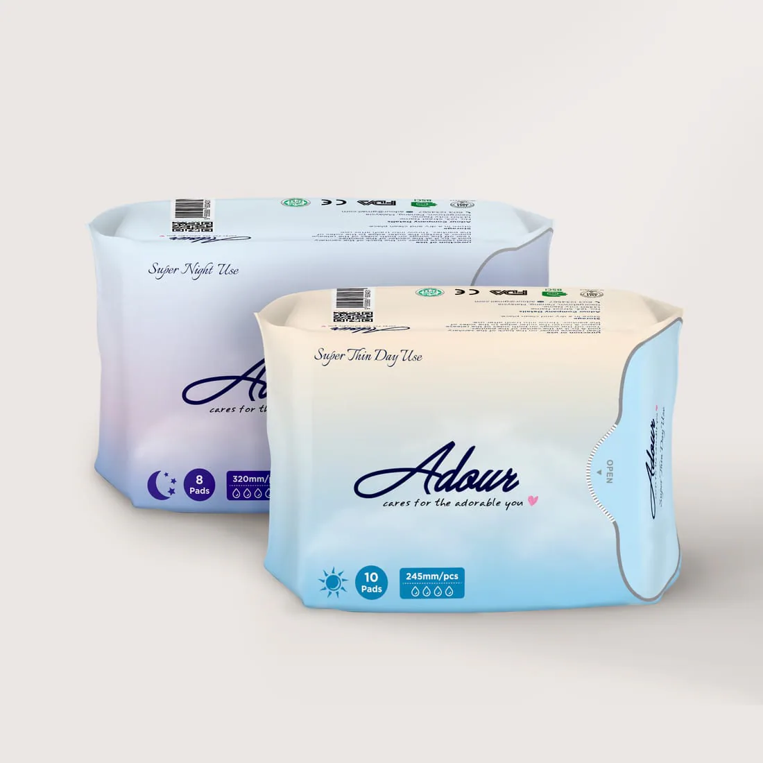 Adour product packaging shown as a coordinated range