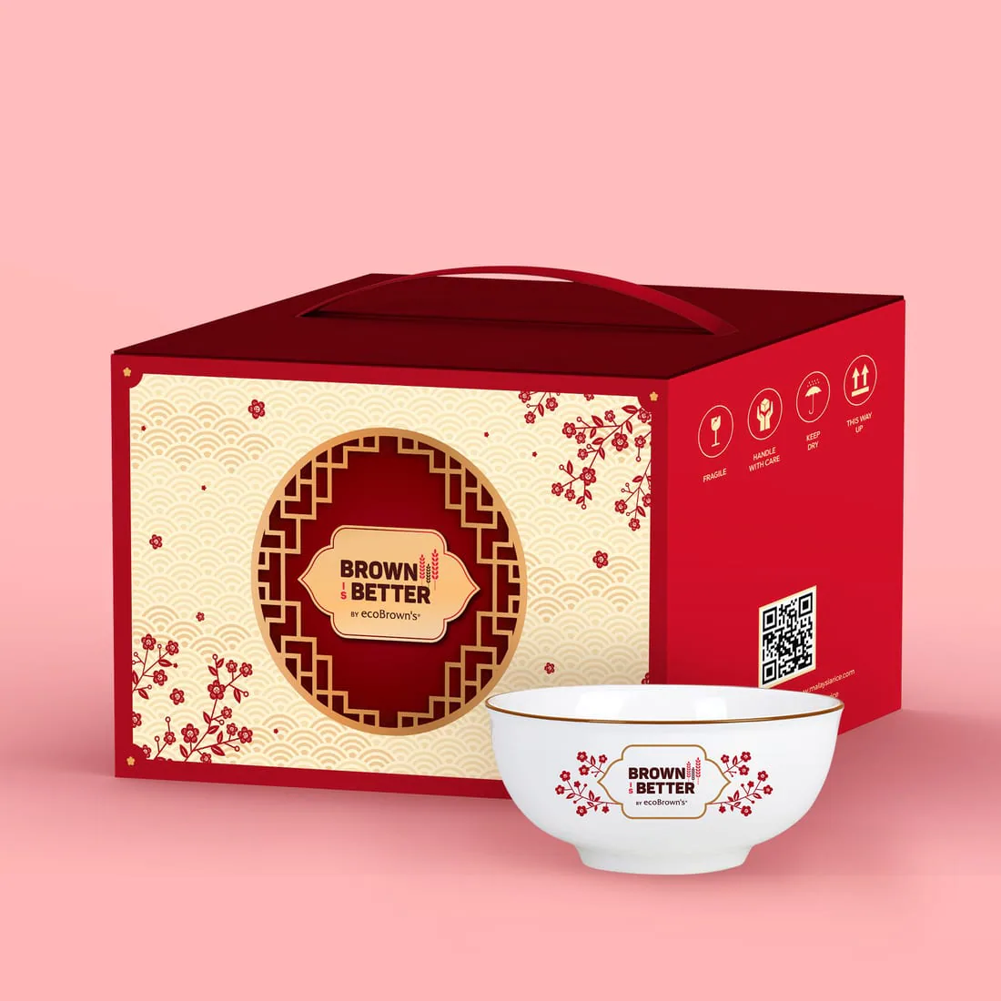 EcoBrown festive bowl packaging shown as a finished product